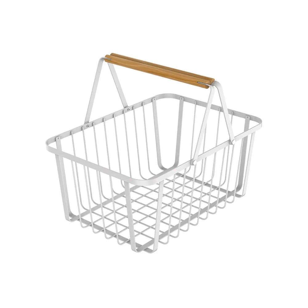 Cesto com Alça Metalla 36x26cm Branco - Yoi