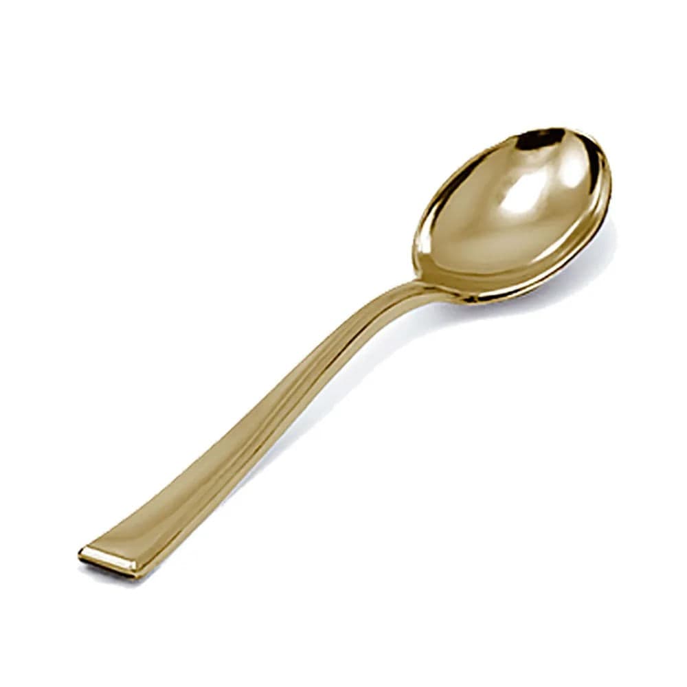 Colher Descartável para Sobremesa 13cm Gold Premium - Silver Plastic