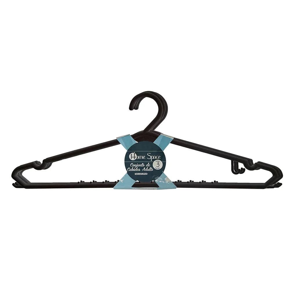Conjunto de Cabides Adulto 3 Peças Preto - Home Space