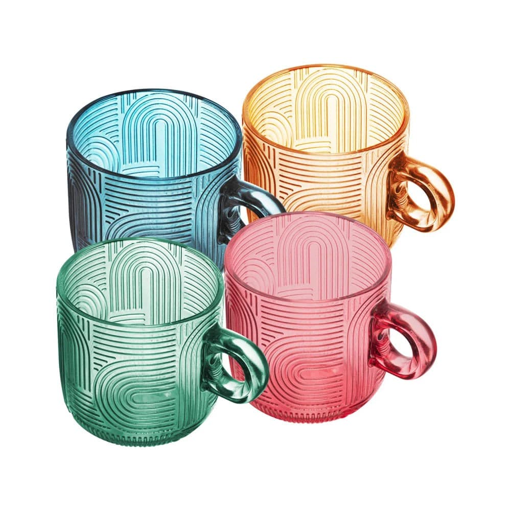 Conjunto de Xícaras 4 Peças De Vidro Frankfurt 100mL Colorido - Wolff