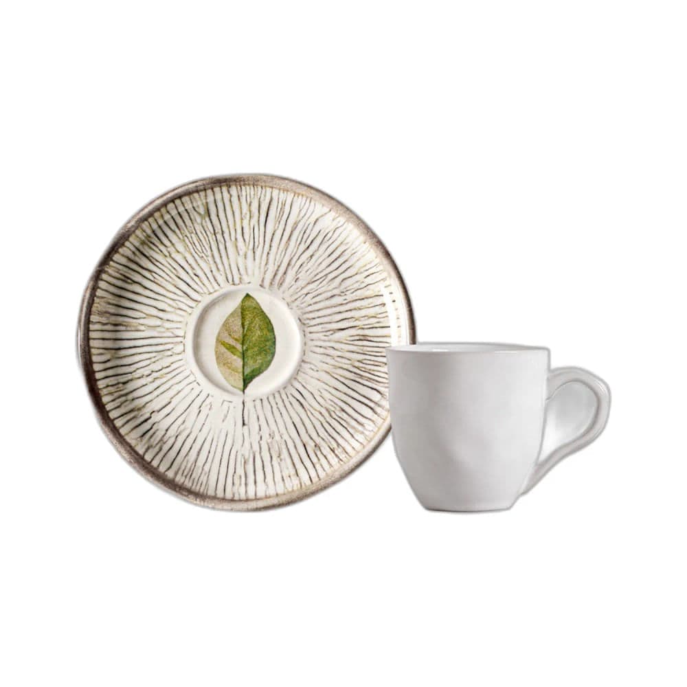 Conjunto de Xícaras com Pires De Café 6 Peças Bio Evergreen 120mL - Porto Brasil