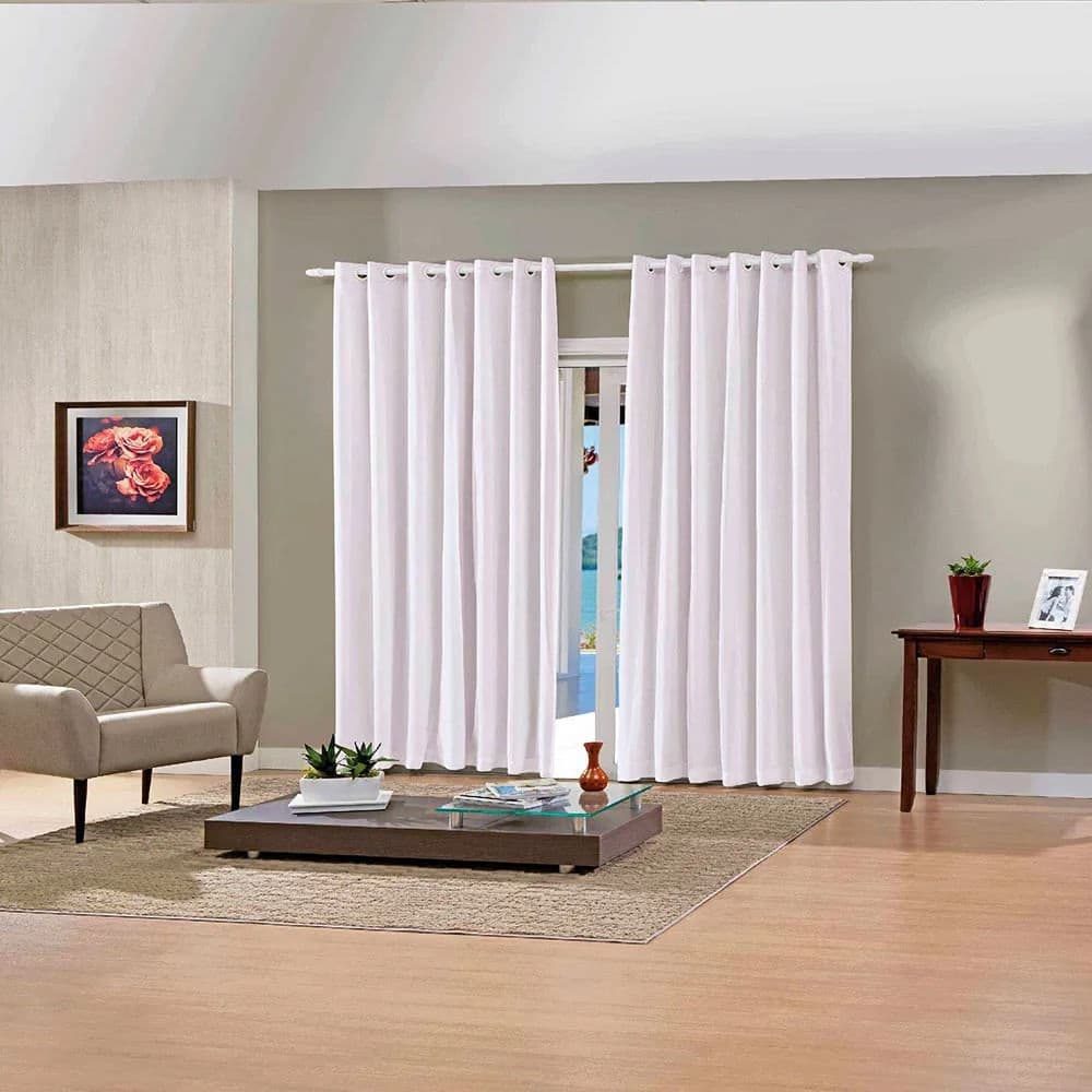 Cortina Corta-luz Tecido Liso 2,6x1,7m Branco - Bella Janela