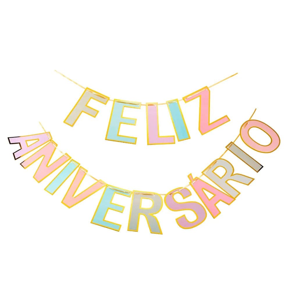 Faixa Decorativa Feliz Aniversário Colorida - Silver Plastic
