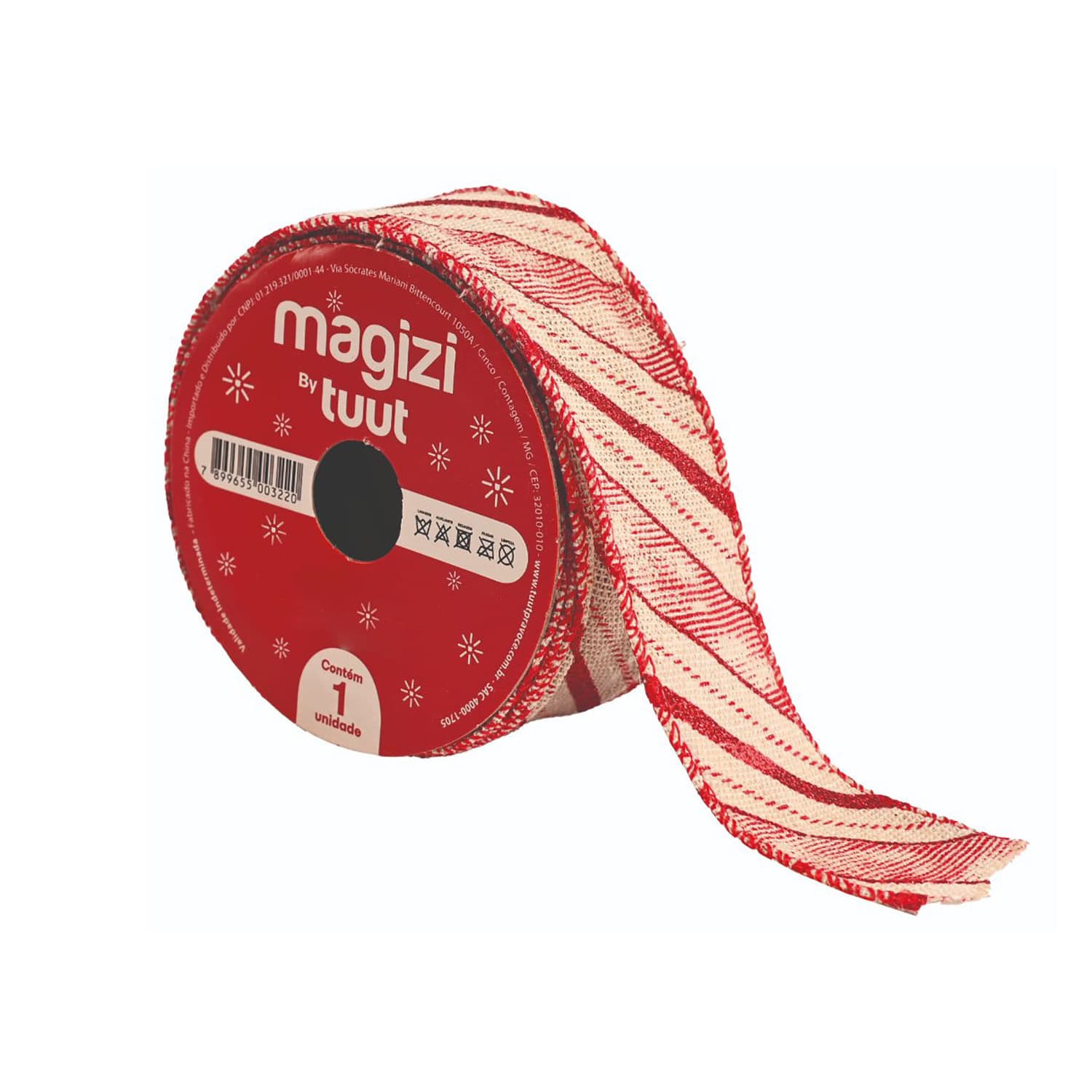 Fita Aramada 5m Line Vermelha Branco - Yangzi