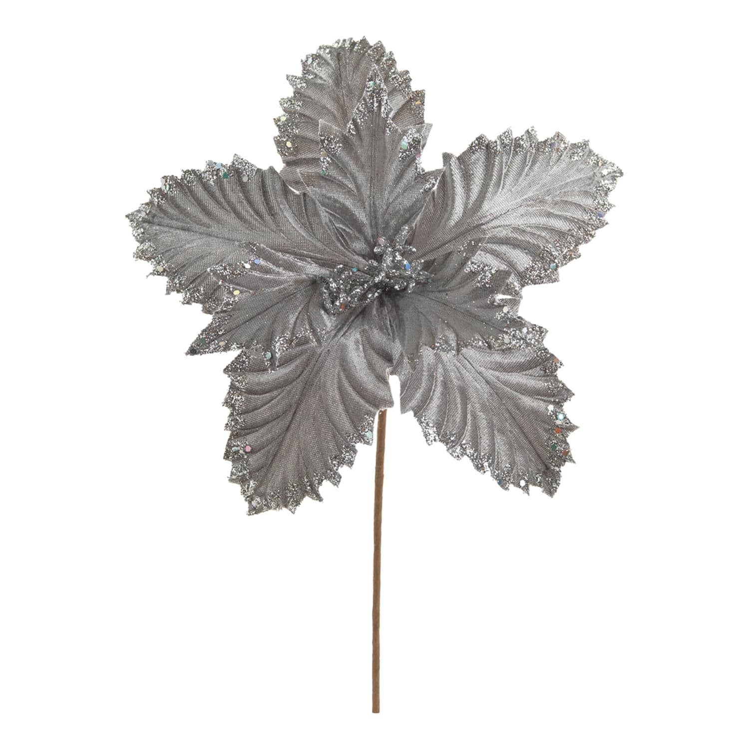Flor Decorativa Poinsétia 30cm Prata Natal - Hub.me