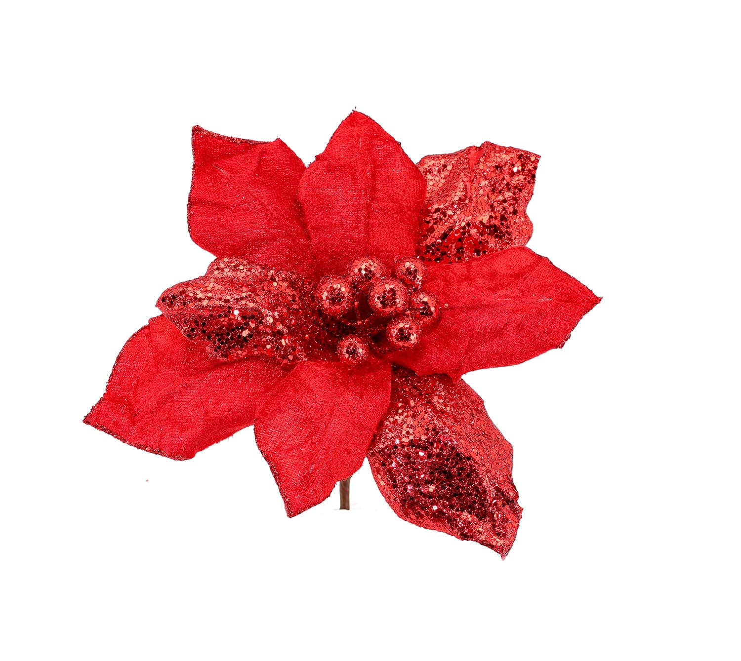 Flor Magnolia 25cm Glitter Vermelha Natal - Magizi