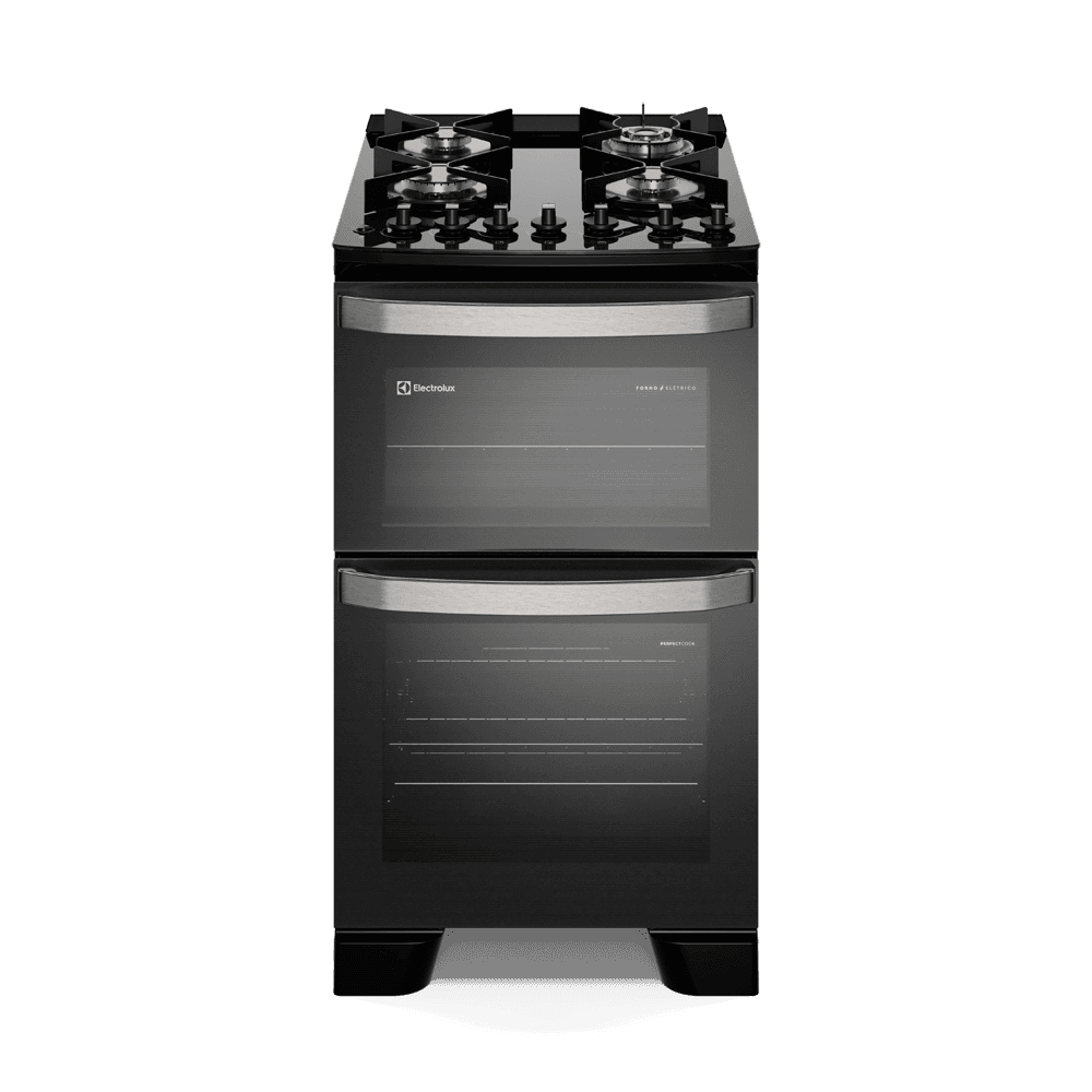 Fogão 4 bocas Electrolux Preto Experience com Duplo Forno, PerfectCook e Multi Chama (FE4DP)
