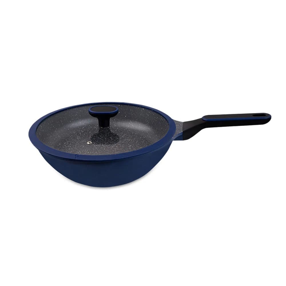 Frigideira Wok Antiaderente com Tampa Marine 30cm Azul - Hercules