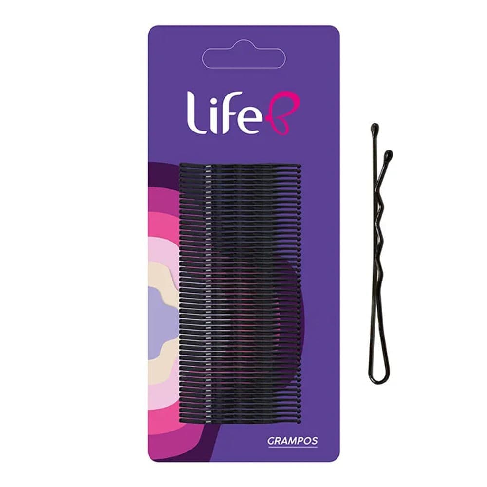 Grampo de Cabelo Preto 4,5cm 50 Peças - Life B