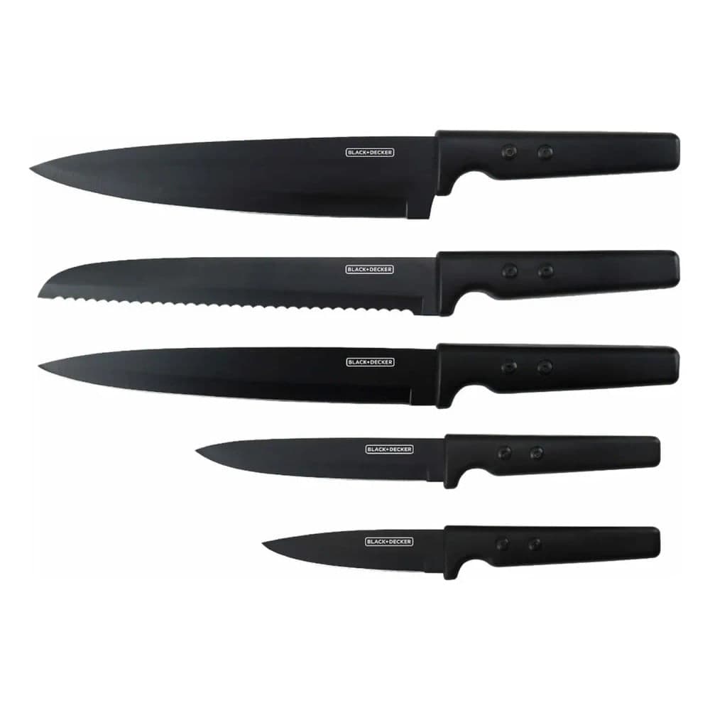 Jogo de Faca Vanguard 5 Peças Preto - Black Decker