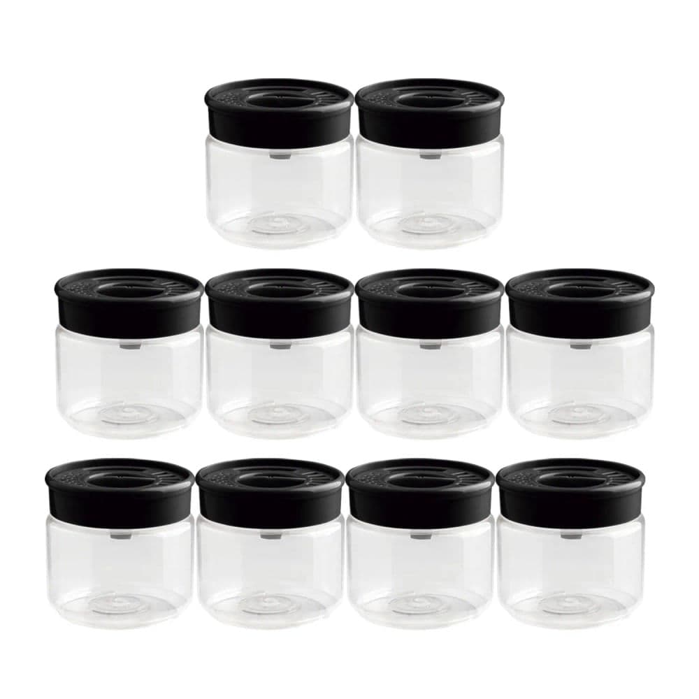 Kit Com 10 Potes Organiza Multidosador 160mL com Tampa Preta - Tiba
