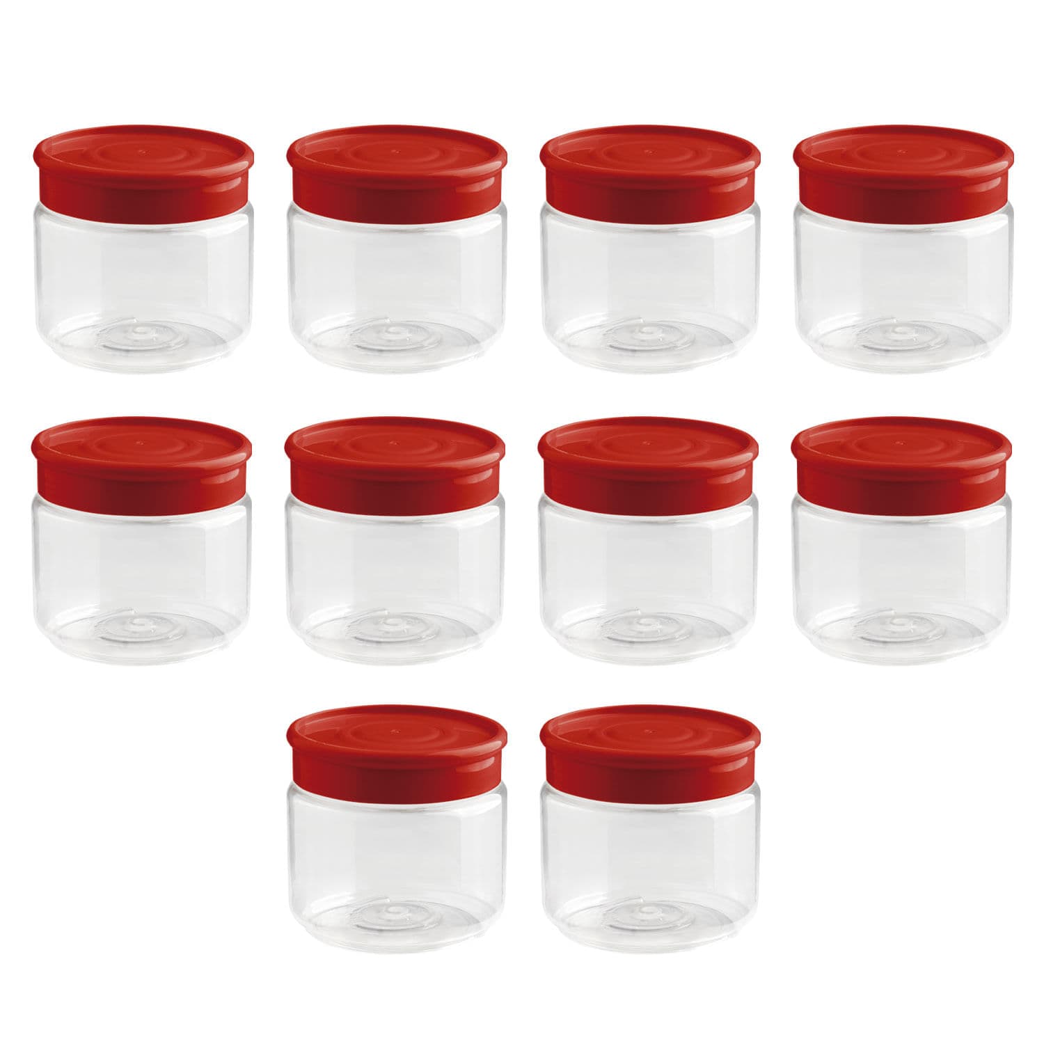 Kit Com 10 Potes Organiza Multidosador 160mL com Tampa Vermelha - Tiba