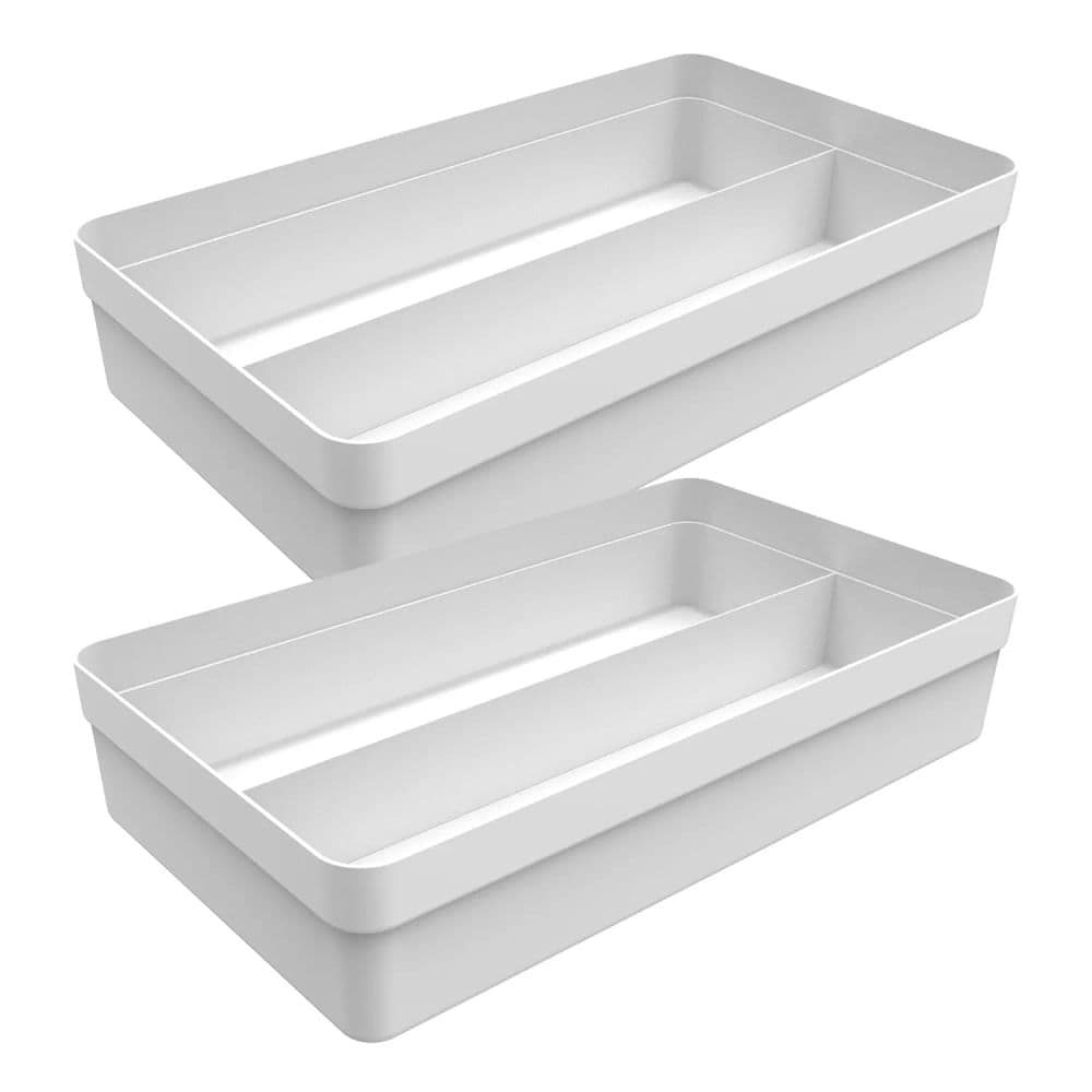 Kit Com 2 Organizadores de Gavetas Logic 2 Divisórias 20x34,5cm Branco - Ou