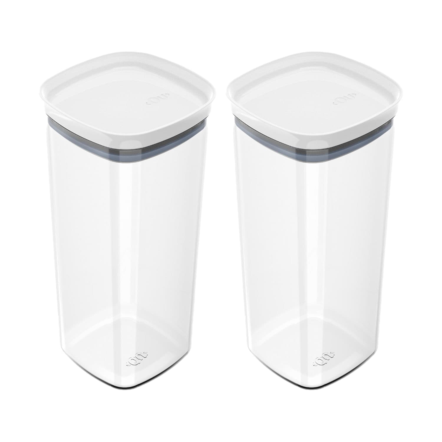 Kit Com 2 Potes Hermético Block Quadrado 1,5l Branco - Ou