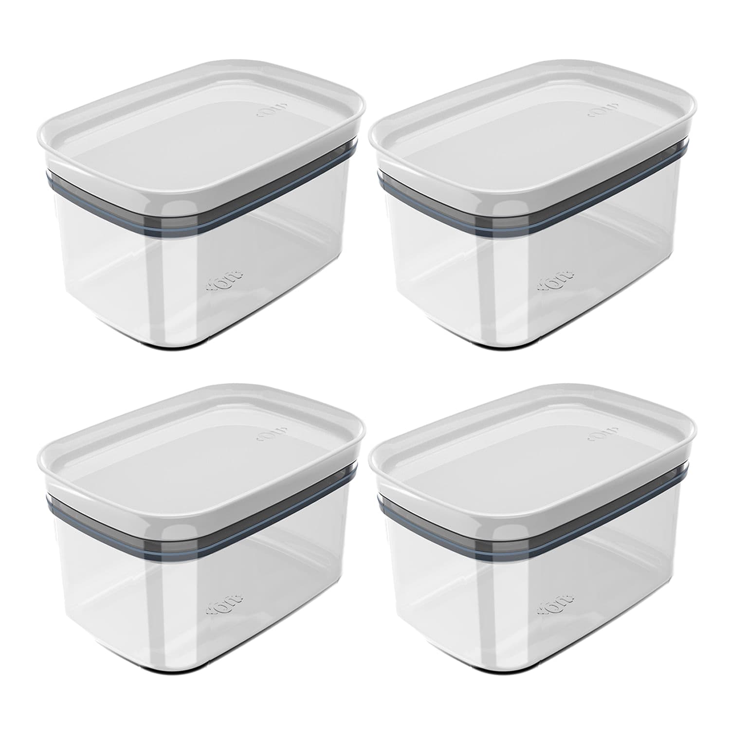 Kit Com 4 Potes Hermético Block 650mL Branco - Ou