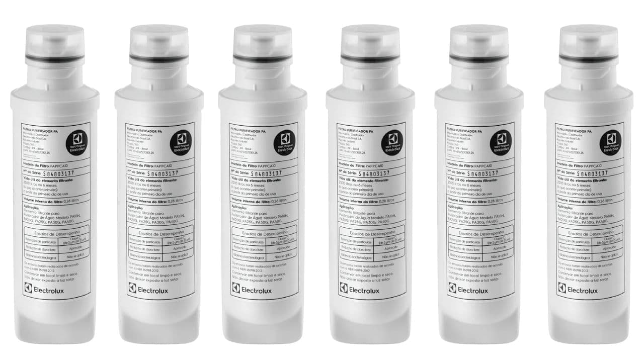 Kit Filtro/Refil Original de Água para Purificador Electrolux PA10N PA20G PA25G PA30G PA40G (6 unidades)