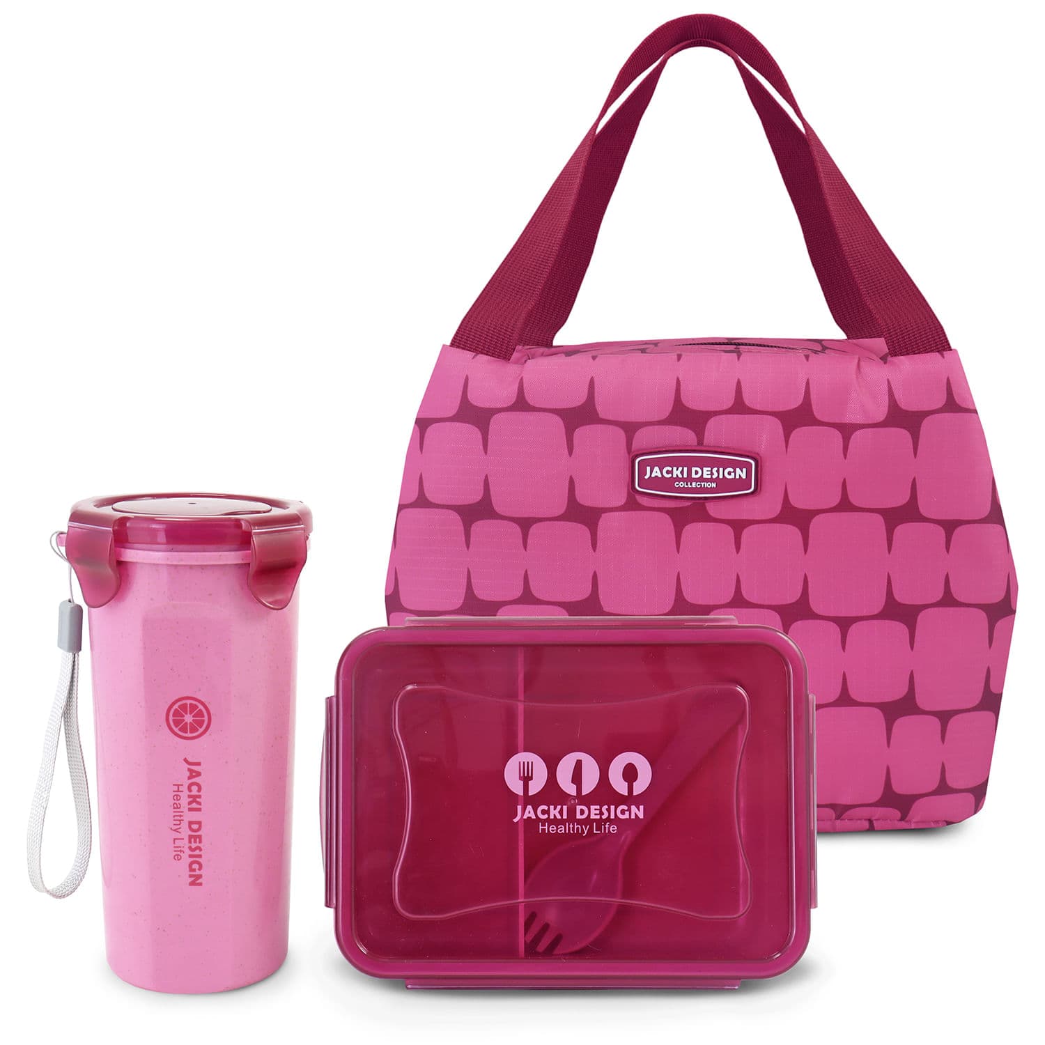 Kit Fitness 4 Peças Bolsa Térmica Vinho Elementos - Jacki Design