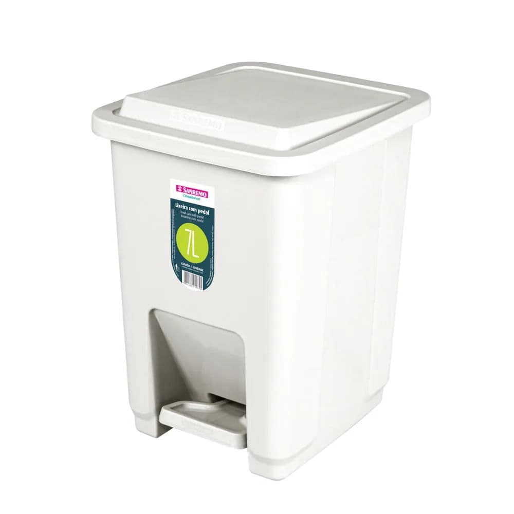 Lixeira com Pedal 7l Bege - Sanreno