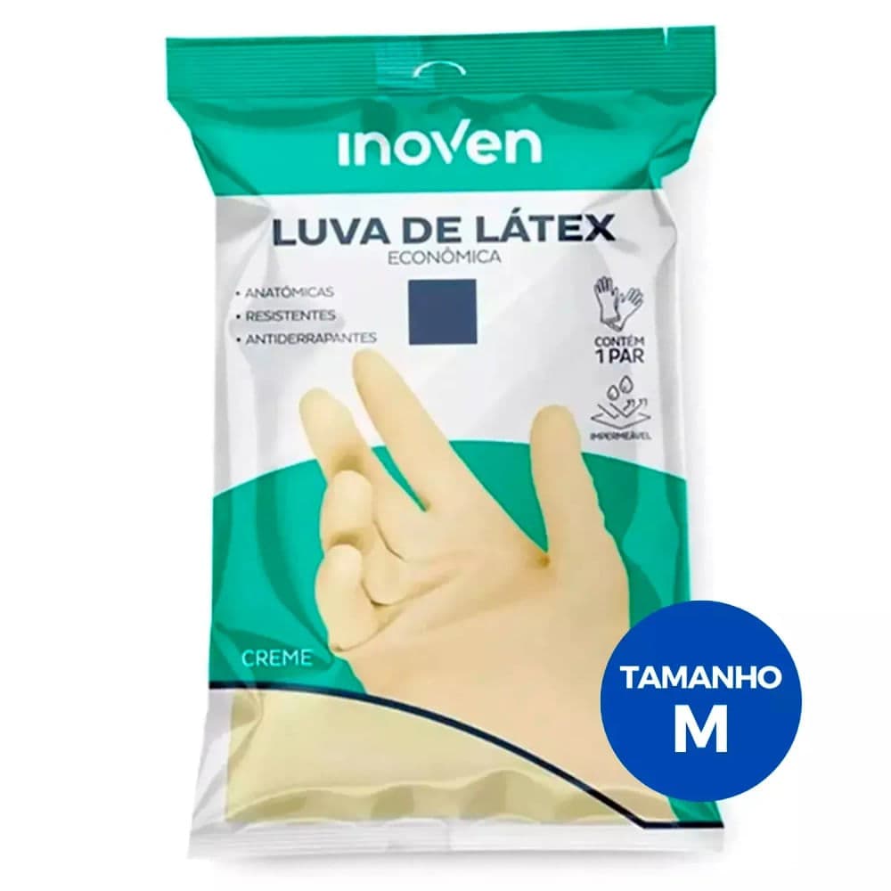 Luva de Látex Econômica Creme M - Inoven