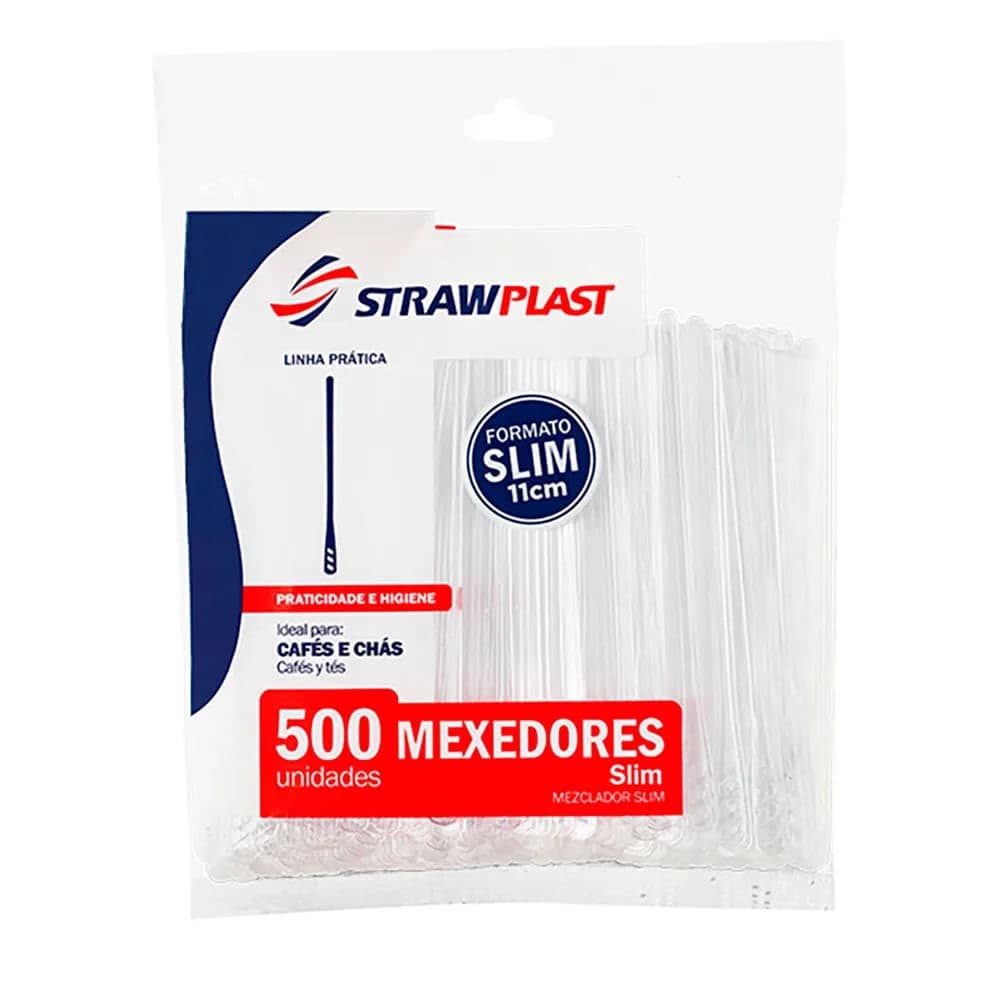 Mexedor Slim Cristal 500 Unidades - Strawplast