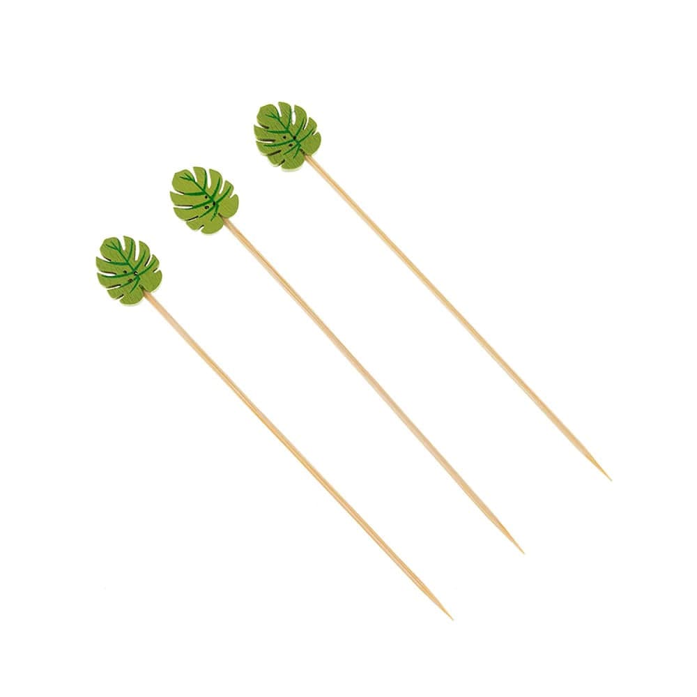 Palito para Petiscos com Folhas 20 Unidades 12cm - Silver Plástic