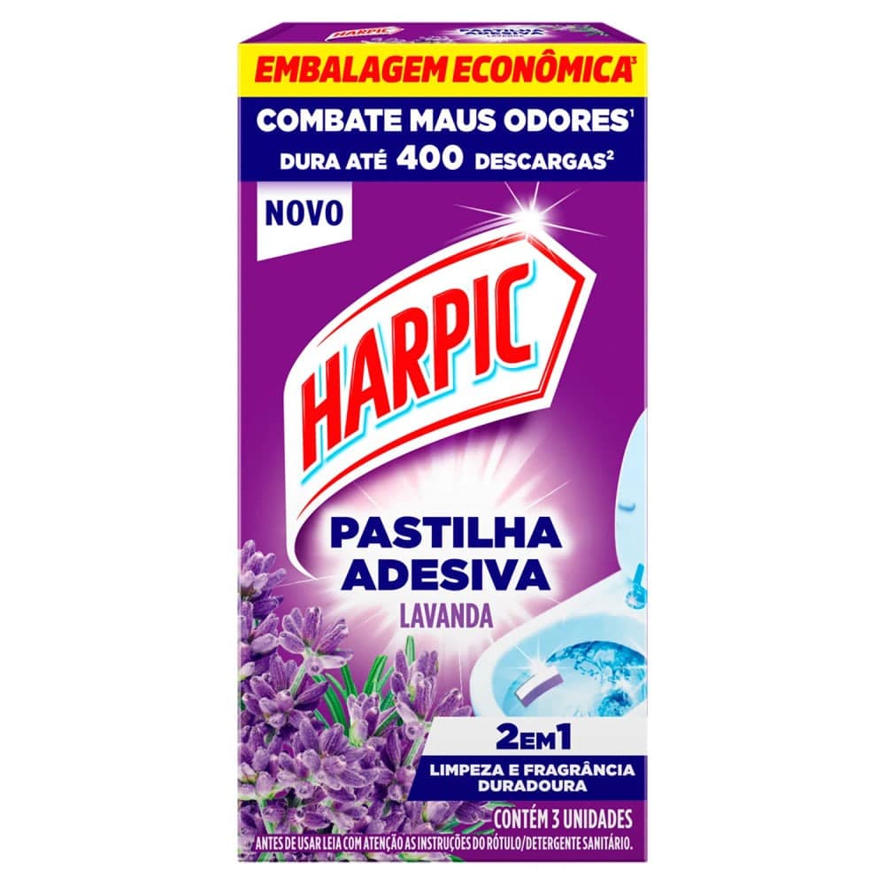 Pastilha Adesiva Sanitária Lavanda 2em1 - Harpic
