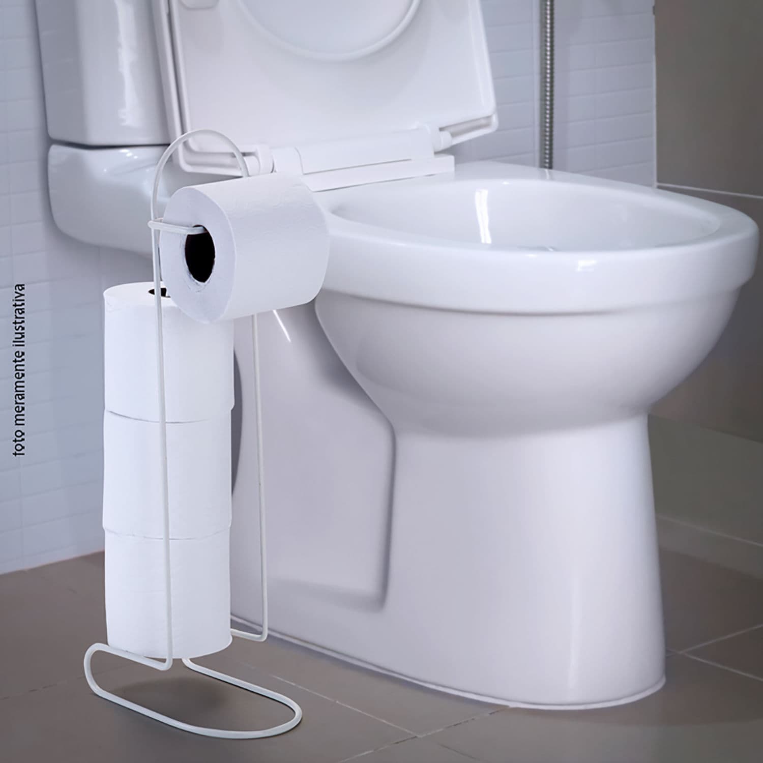Porta Papel Higiênico de Chão Emborrachado Branco - Arthi