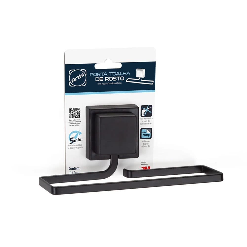 Porta Toalha Lavabo Piatina Black - Arthi