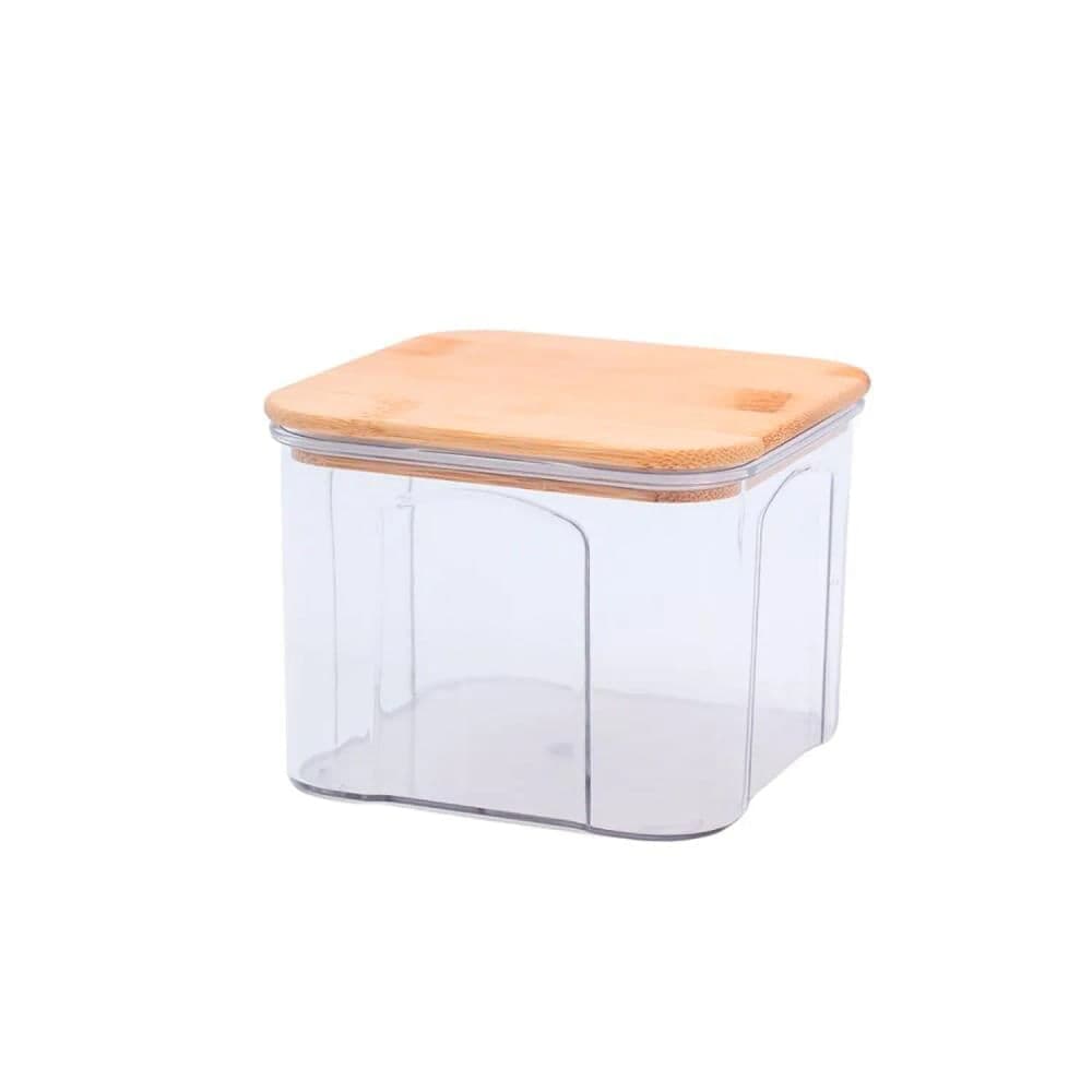 Pote para Mantimentos Transparente com Tampa em Bambu 650 mL - Oikos