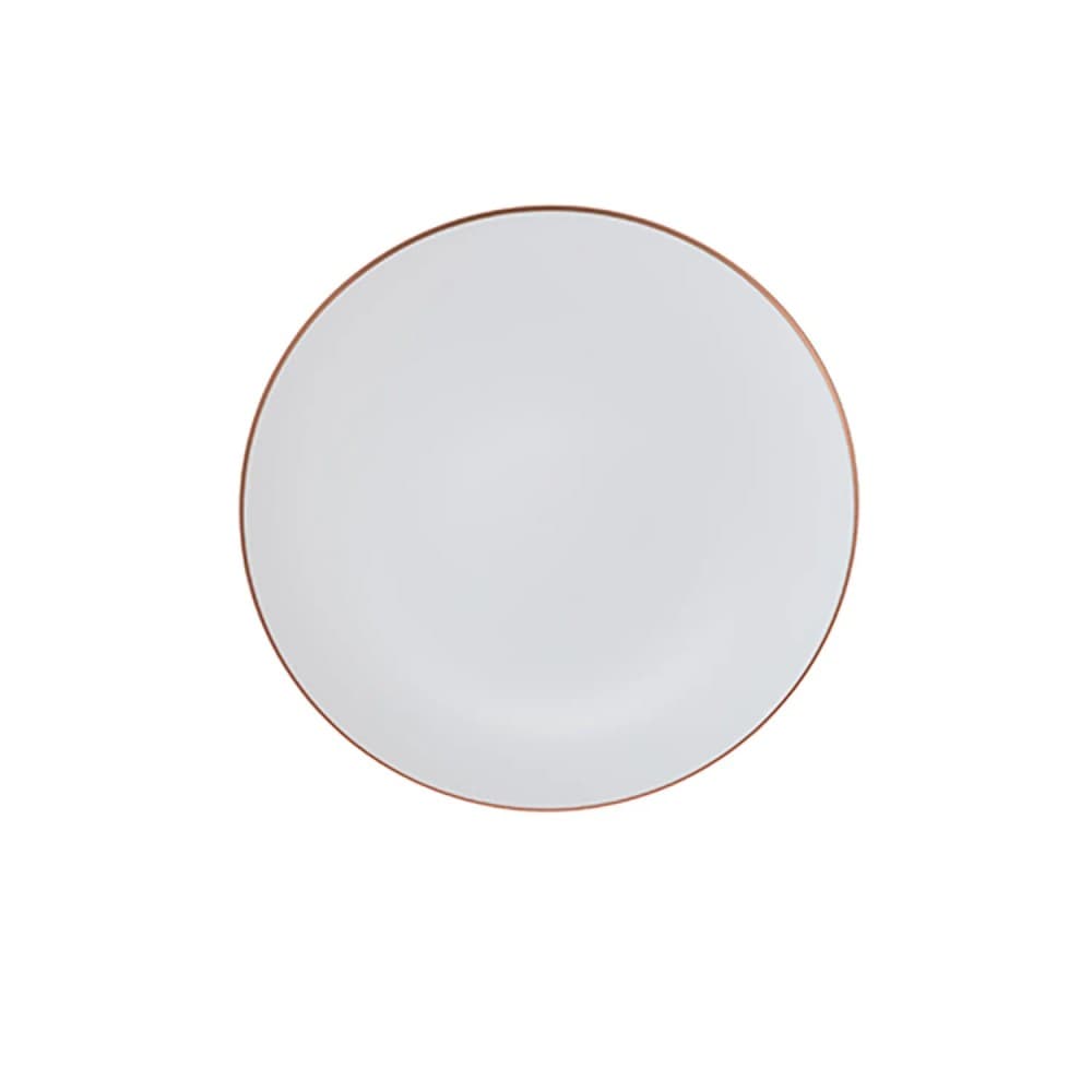Prato Descartável com 6 Unidades 19cm Branco Fio Rose Gold - Silver Plastic