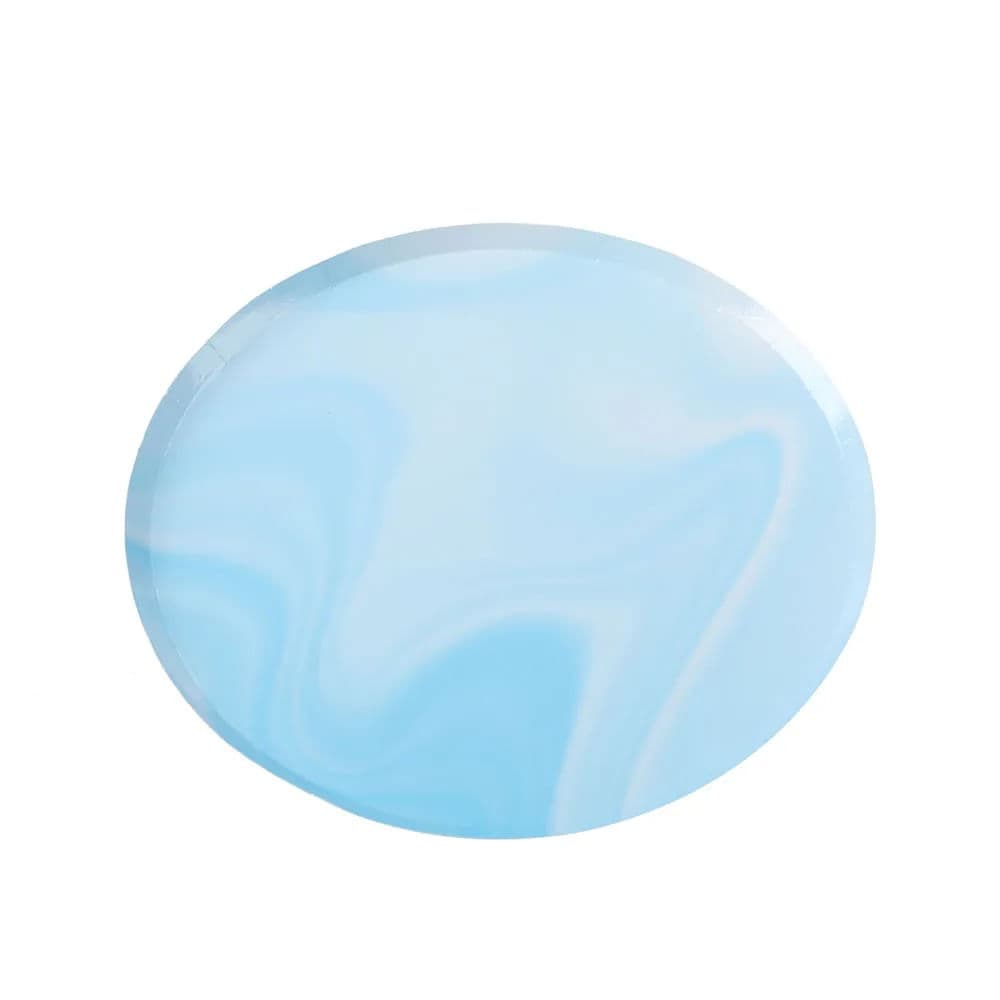 Prato Descartável Marmorizado 8 Unidades 18cm Azul Bebê - Silver Plastic