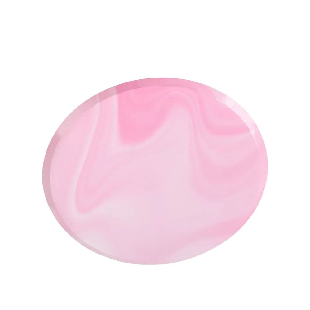Prato Descartável Marmorizado 8 Unidades 18cm Rosa Bebê - Silver Plastic