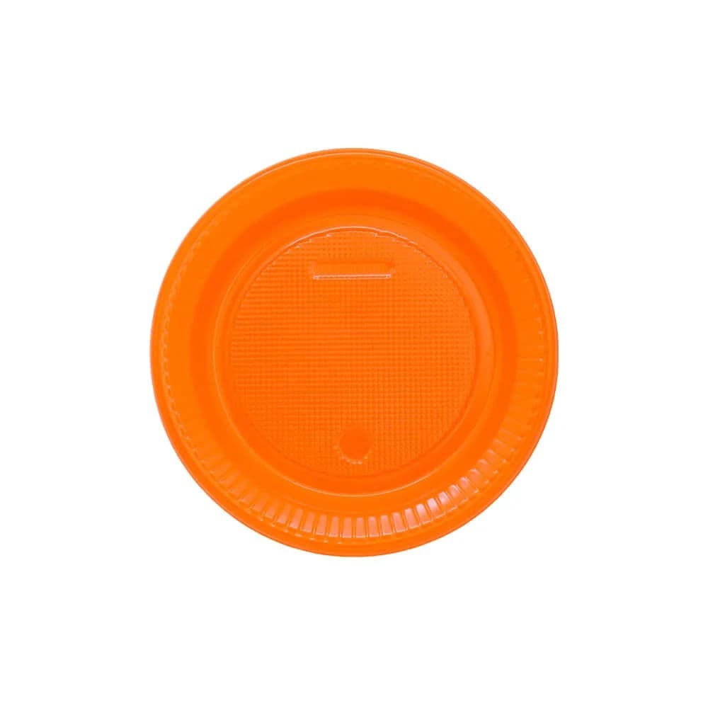Prato Raso Descartável 15cm Laranja Neon 10 Unidades - Bello Festas