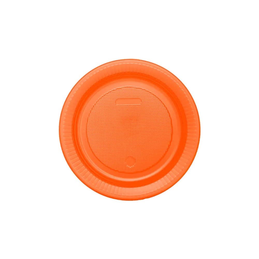 Prato Raso Descartável 18cm Laranja Neon 10 Unidades - Bello Festas