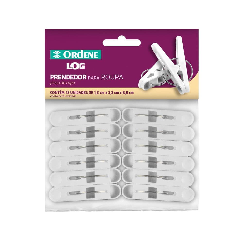 Prendedor de Roupas 12 Peças Branco - Ordene