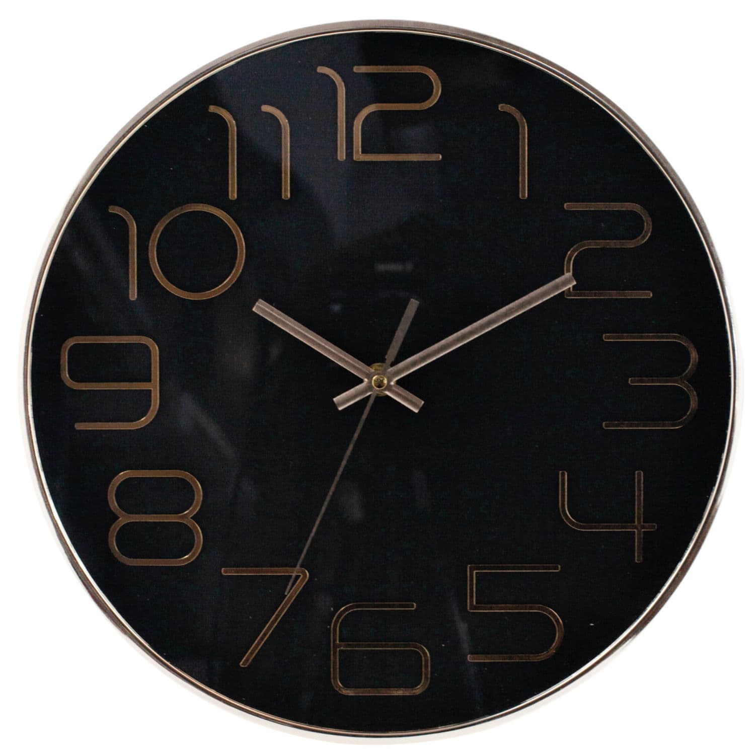 Relógio de Parede 30cm Preto e Dourado - Hub.me