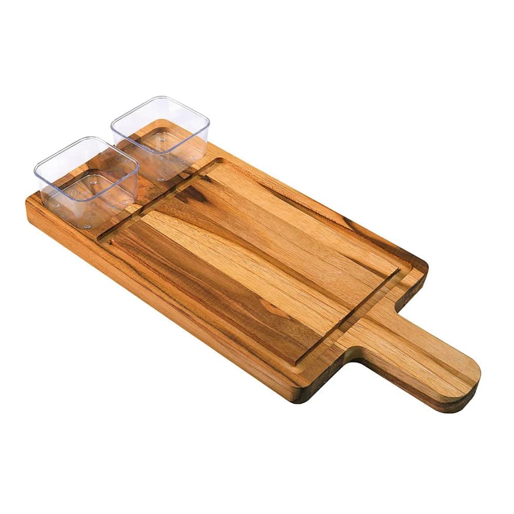 Tábua Petisqueira Teca com 2 Molheiras - Nitron