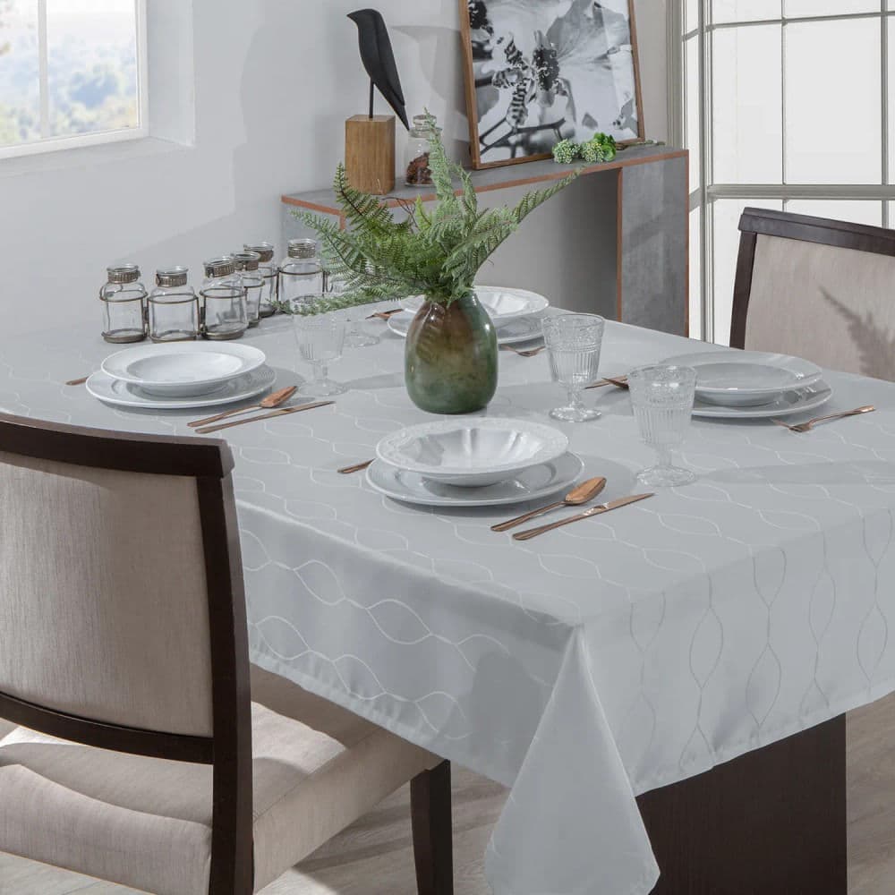 Toalha de Mesa Retangular 1,40x2,10m Il Viena Prata - Branyl