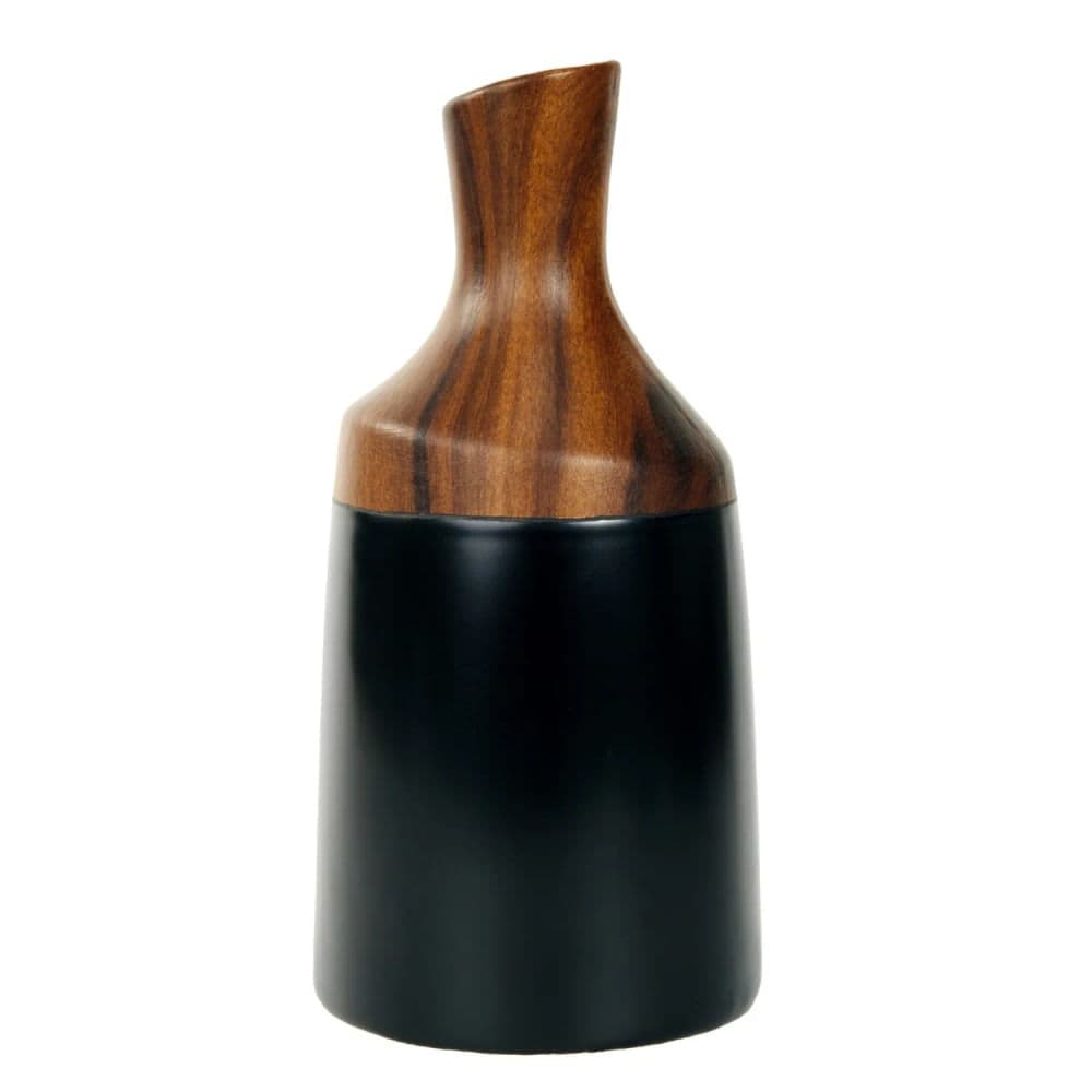 Vaso Dolomita 26x12x12cm Preto Madeira - Hub.me