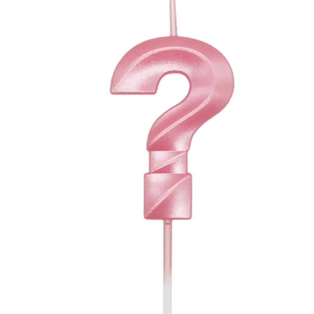 Vela de Interrogação Mini Rosa Candy - Silver Plastic