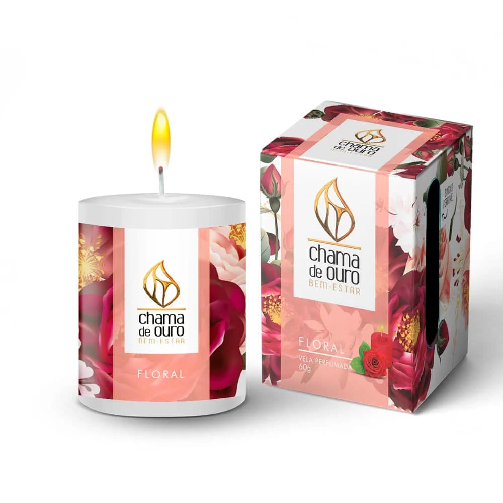 Vela Perfumada Premium Floral 60g - Chama de Ouro