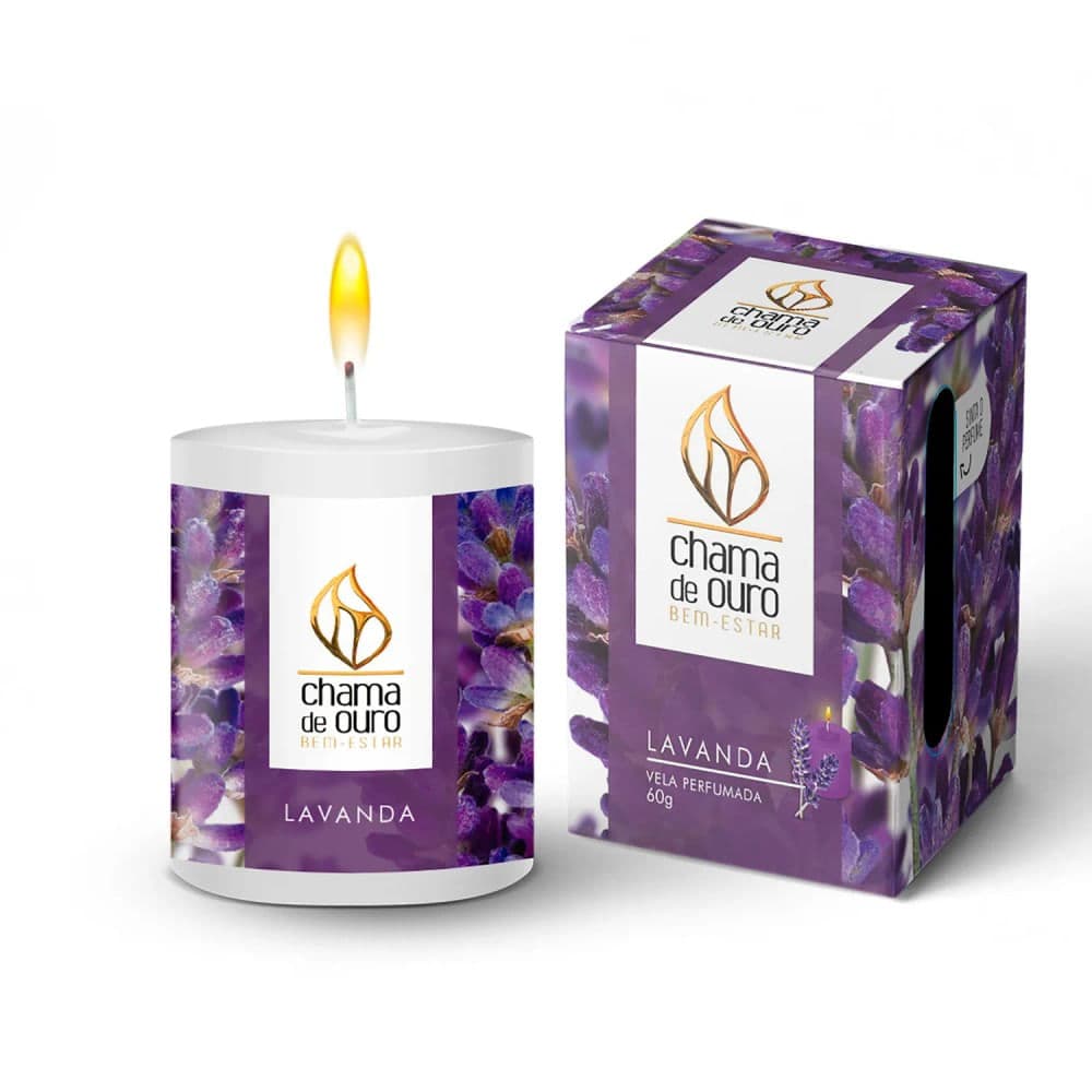 Vela Perfumada Premium Lavanda 60g - Chama de Ouro