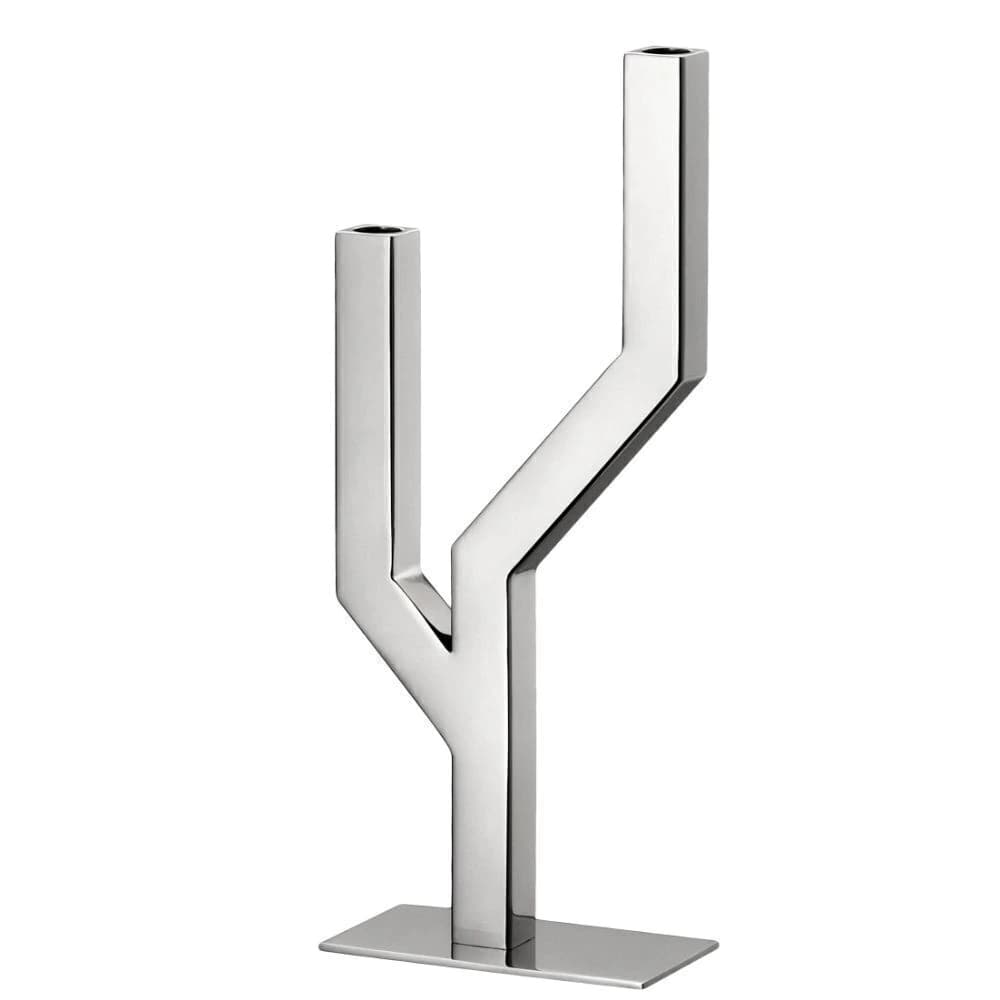 Castiçal de Aço Inox Christofle Arborescence 2 Velas 40cm