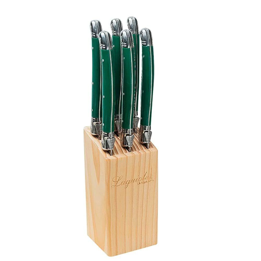 Cepo de Facas de Aço Inox Laguiole Verde 23cm 6pçs