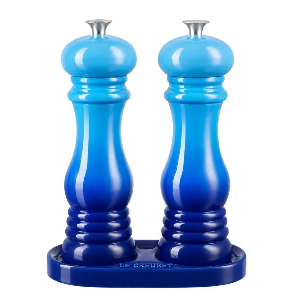 Conjunto de Moedores de Sal e Pimenta com Bandeja Le Creuset Azure Blue 3pçs