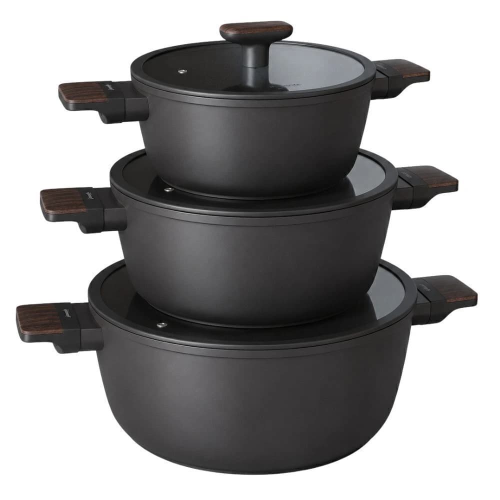 Conjunto de Panelas Antiaderentes Jomafe Black Wood 3pçs