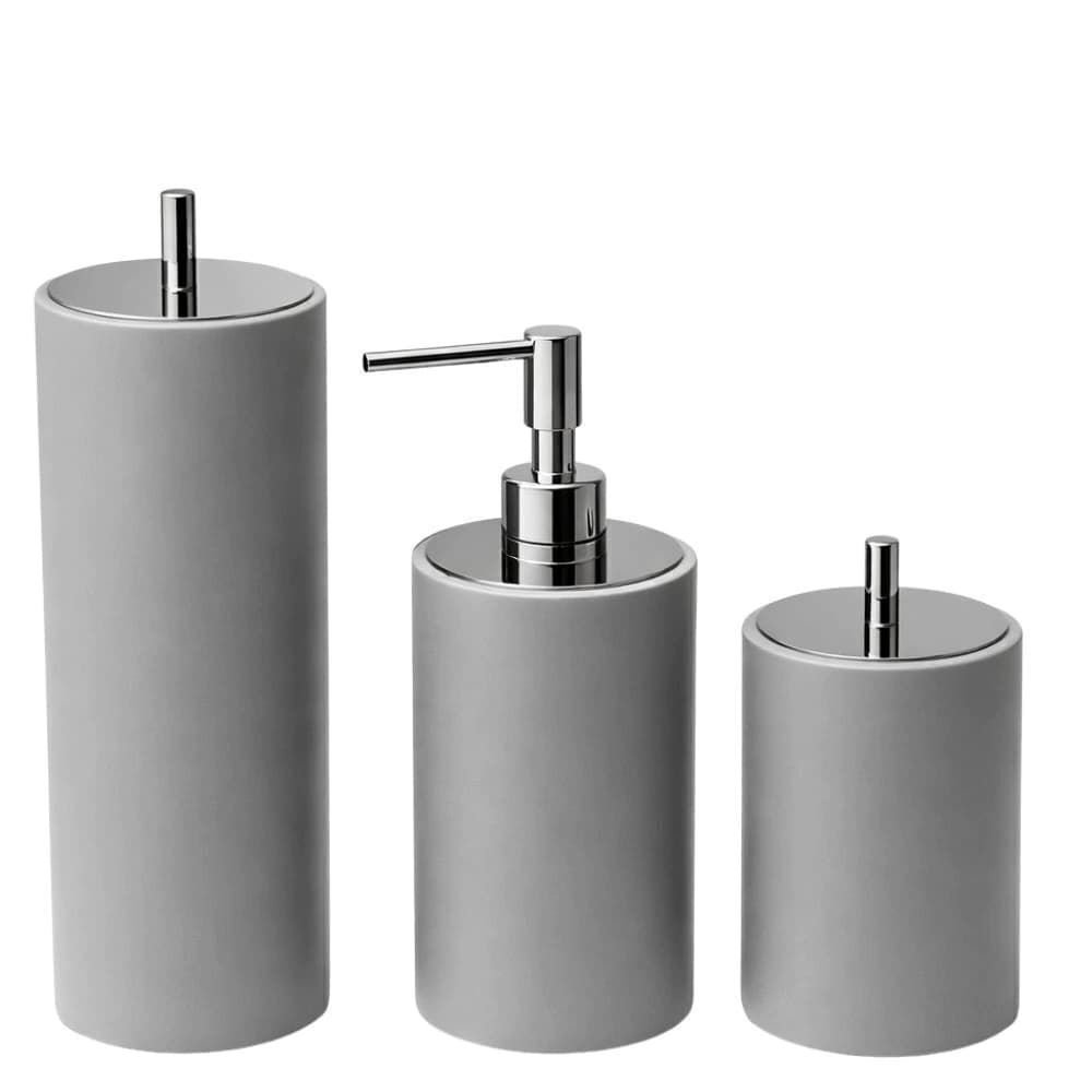 Conjunto de Resina e Aço Inox para Lavabo Resimetal Gray 3pçs