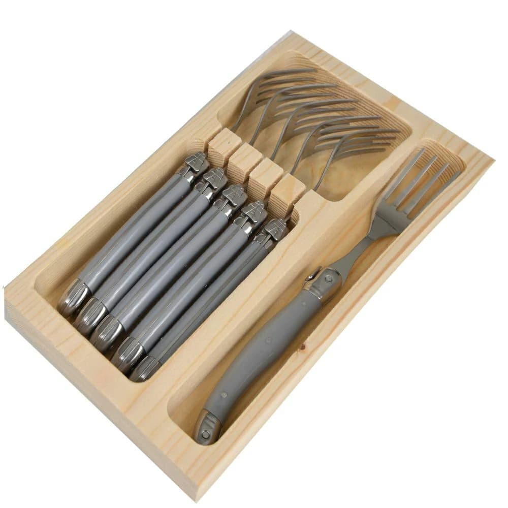 Garfo de Aço Inox Laguiole Cinza 22cm 6pçs