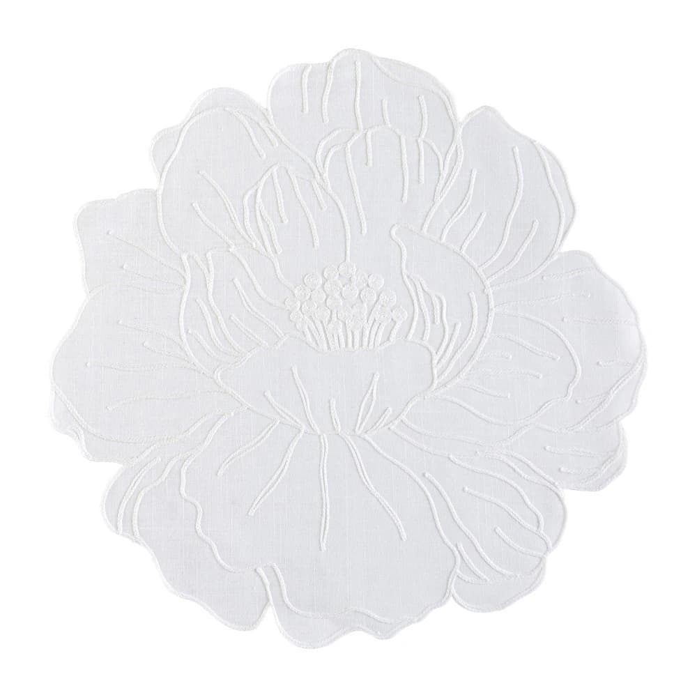 Jogo Americano de Poli-linho Auguri Casa Fiori Di Loto Branco 45cm 4pçs