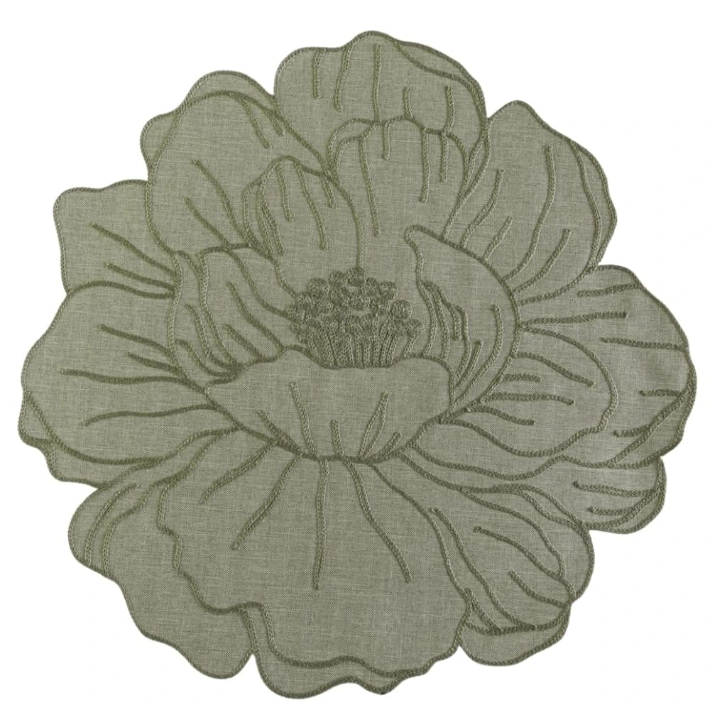 Jogo Americano de Poli-linho Auguri Casa Fiori Di Loto Verde 45cm 4pçs